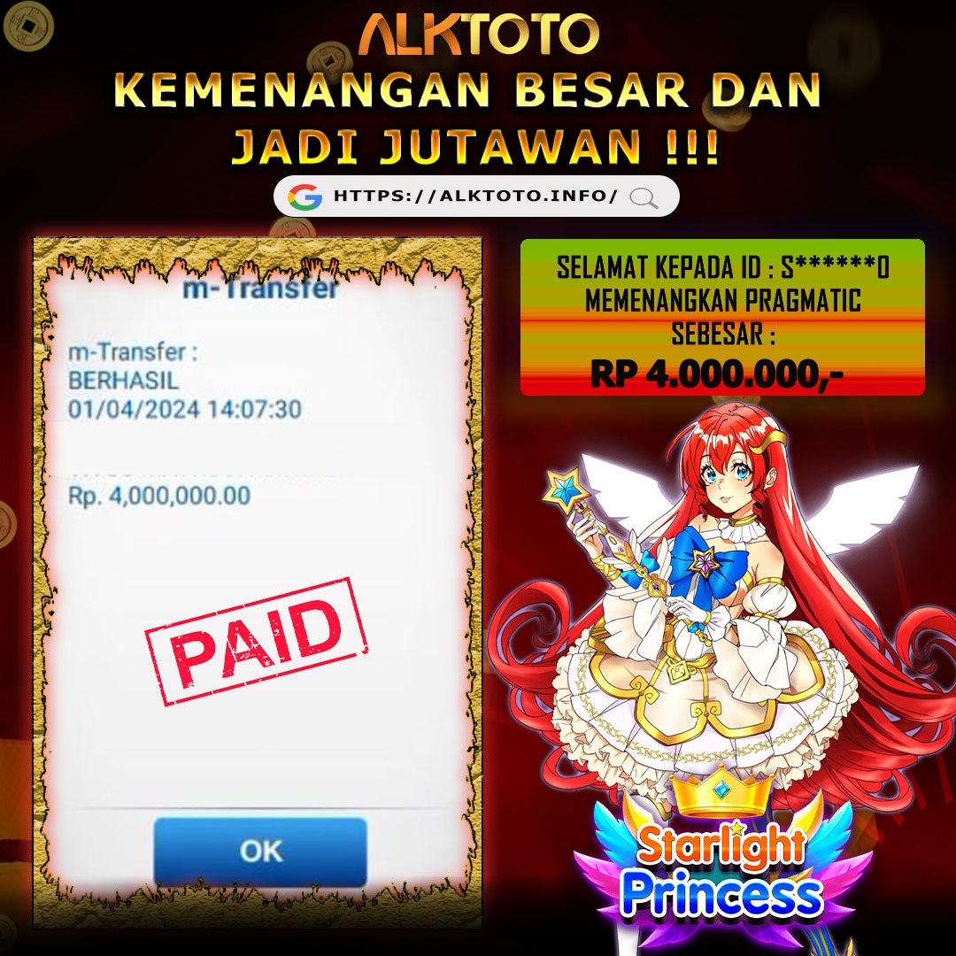 ALKTOTO JACKPOT SLOT STARLIGH PRINCESS WINS Rp.4.000.000,- LUNAS
