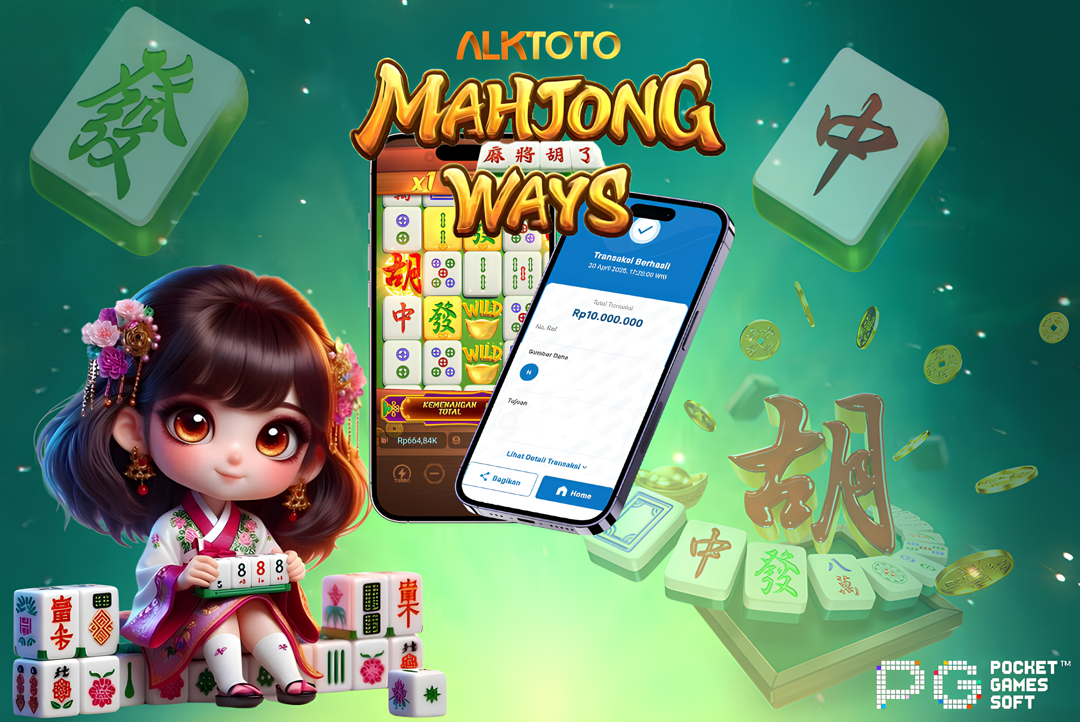 ALKTOTO WIN GAME SLOT PG SOFT - MAHJONG WAYS  Rp. 10.000.000,- LUNAS